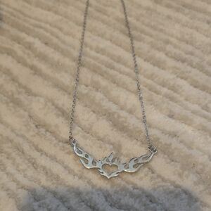Silver Heart Flame Necklace